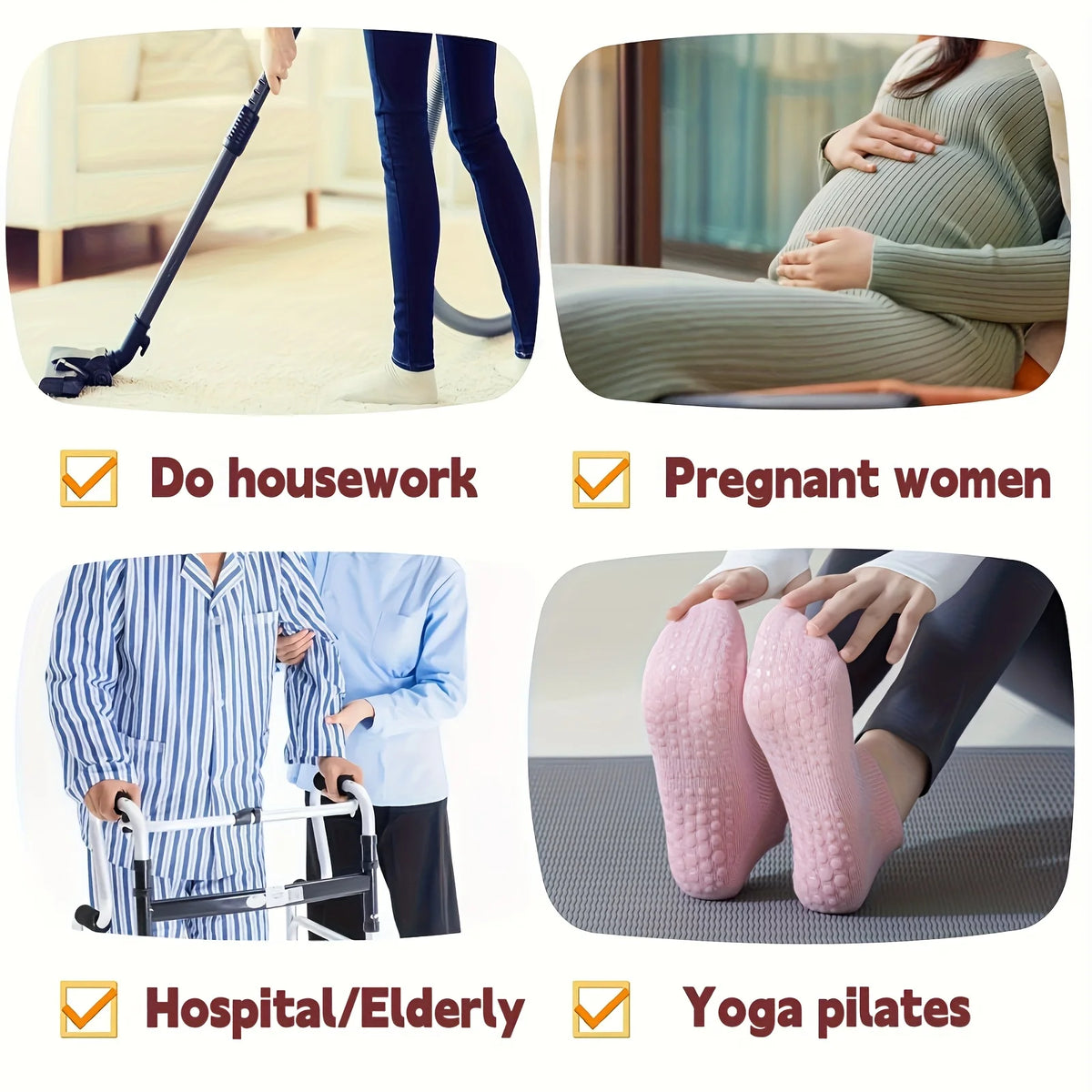 3 Pairs Grip Pilates Socks for Women Yoga Athletic Socks for Barre Ballet Barefoot Workout