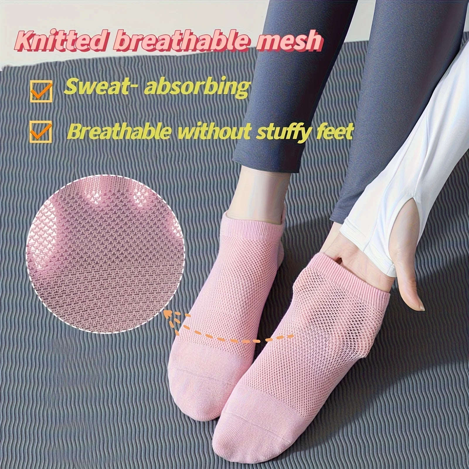 3 Pairs Grip Pilates Socks for Women Yoga Athletic Socks for Barre Ballet Barefoot Workout